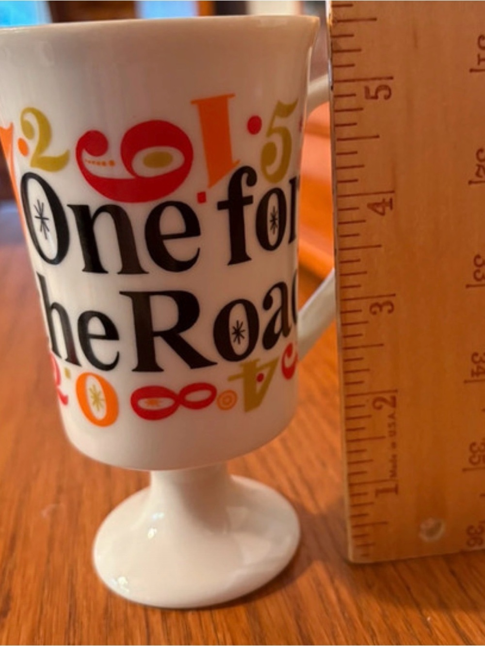 Vintage 1970 - White Pedestal Mug with Colorful Retro Number Accents